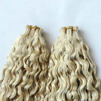 Extensiones de Cabello Humano Virgen Remy Invisible Genius Weft, Cabello Indio Rubio Ondulado Natural, Doble Trama, 613 Mechones Rubios