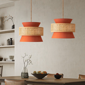 Rattan Woven Chandelier E27 Round Pendant <b>Light</b> For <b>Dining</b> Room Nordic Style Lighting Fixture - Product Image 4