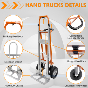 Camión de mano plegable 3 en 1 <span class=keywords><strong>convertible</strong></span> de aluminio resistente con ruedas inflables y mango ergonómico para construcción, logística - Product Image 4