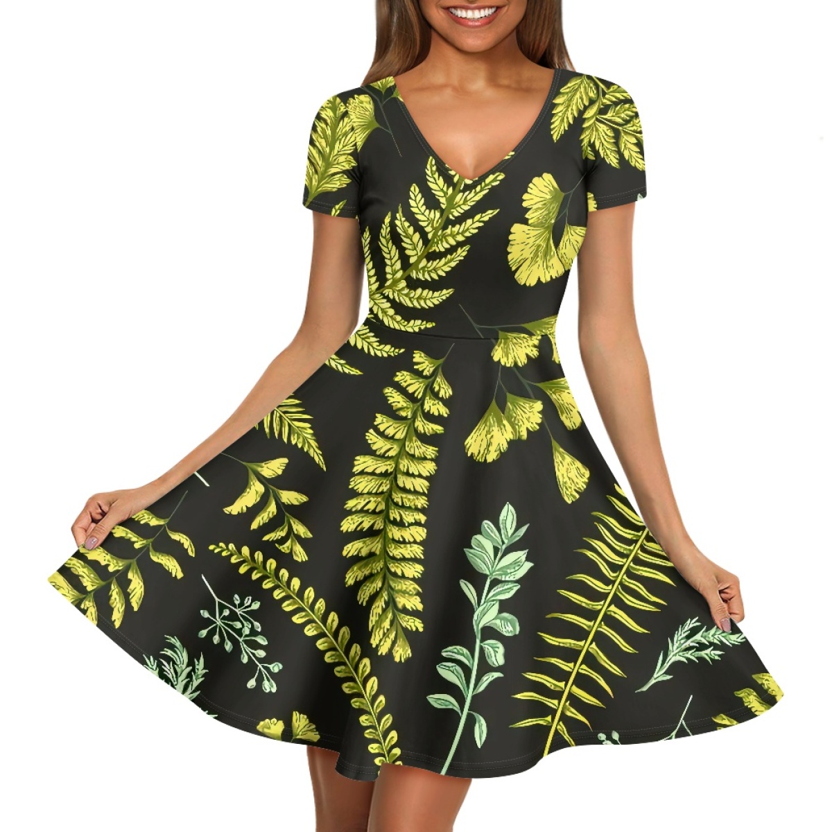 green fern print dress Liana Midi Dress main image 1