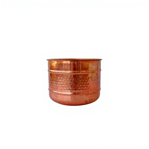 Pot de fleurs en cuivre pur avec texture martelée, style rustique, pot de bureau pour plantes d'intérieur, pot fait main en solde - Product Image 1