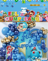 Super Mario Theme Grün Blau Lila Latex Ballon Spanisch Alles Gute zum Geburtstag Dekoration liefert Party Ballon Sets