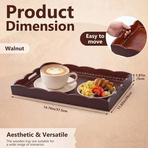 Wooden Decorative Tray Rectangle Solid Wood For Home Decor Serving Use - Product Image 2