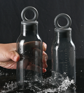 Botella de Agua de Plástico de Lujo 2026, Estética, Transparente, con Asa de Anillo, Escala de Volumen, 500 ml, Venta al Por Mayor, Logotipo Personalizado - Product Image 5