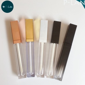 P-Lan Marque Stock Personnalisé Or Rose Or Blanc Noir Mat Dégradé Noir 5ml Carré Vide Tubes de Brillant À Lèvres Avec Baguette Brosses - Product Image 2