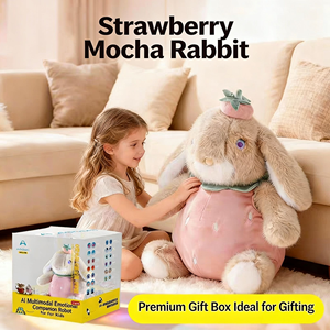 Pendentif intelligent en peluche AI, porte-clés lapin/chat parlant, jouet éducatif racontant des histoires pour enfants, poupée en peluche en coton - Product Image 4