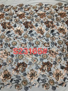 Multi Color Double Sequin Sequin Fabric Sequin <strong>Embroidery</strong> French Mesh Lace Fabric <strong>Material</strong> S23165 - Product Image 2