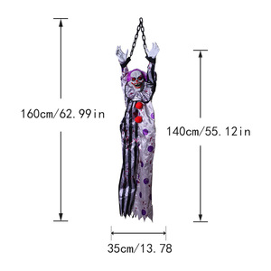 DAMAI Halloween Hanging Shaking Scary Clown with Light Red Eyes Sound Touch Activated for Halloween Outdoor Yard Decor Prop - Product Image 5