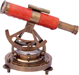 Finition antique laiton cuir théodolite poli Navigation Instrument d'enquête Marine Alidade boussole télescope métal artisanat - Product Image 5