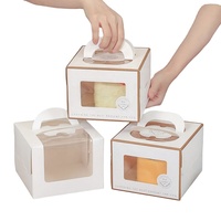 Boîtes à gâteaux d'anniversaire carrées durables en gros, emballages de pâtisserie de 4, 6 et 8 pouces, boîtes offset de style européen avec fenêtre transparente