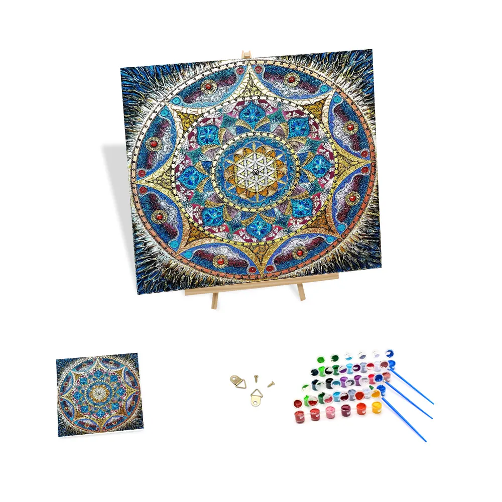 2023 New Creative Paint by Numbers on Canvas for Adults Mandala Photo Painting by Numbers with Frame