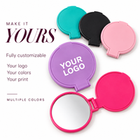 Miroir de poche pliable avec logo personnalisé, miroir de maquillage rond portable à une seule face pour les voyages, cadeaux promotionnels