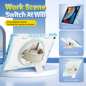 Housse de tablette robuste antichoc hybride TPU pour <span class=keywords><strong>iPad</strong></span> 10.2 7e 8e 9e génération 2019 2020 <span class=keywords><strong>2021</strong></span> dragonne étui de béquille rotative - Product Image 4