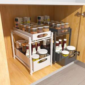 Étagère de rangement sous l'évier, planche à découper, support pour couvercles de casseroles, comptoir, étagère de rangement en fer forgé laminé - Product Image 2