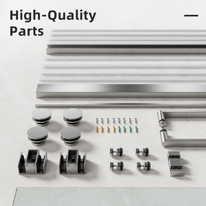 Душевая дверь из закаленного стекла Gold Corner с черной рамой из нержавеющей стали и комплектом петель для ванной комнаты в отеле - Product Image 6