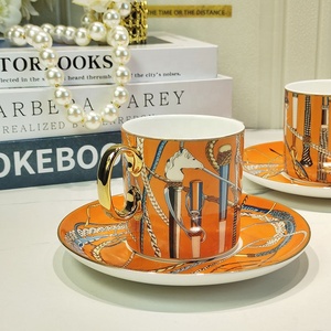 New Creative Orange Ceramic Couple <b>Cup</b> Coffee <b>Cup</b> and Saucer Gift Box Set - Product Image 5