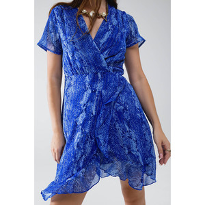 Robe courte en tissu imprimé animalier bleu et lurex doré - Product Image 2