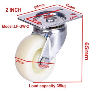 Roda resistente de <span class=keywords><strong>nylon</strong></span> leve <span class=keywords><strong>50mm</strong></span>, 2/2.5/3 polegadas hard PP infusão estande rodízio tipo aeroporto 75mm - Product Image 4