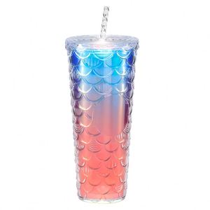 Vente en gros de nouveaux gobelets de voyage en plastique créatifs à dégradé de couleurs et grande capacité - Product Image 4