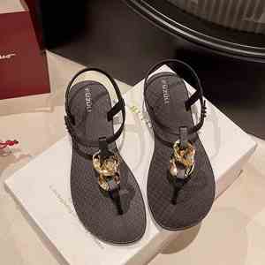 Clip Toe <b>Beach</b> Sandals Women Summer Fashion Roman Style Open Toe Breathable Slippers Casual Flat Outer Wear <b>Shoes</b> - Product Image 1