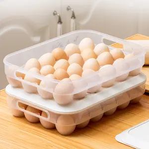 高品質の食品グレードのポータブル家庭用プラスチックオーガナイザーケースホルダーボックス冷蔵庫冷凍庫24個の卵容器収納ボックス