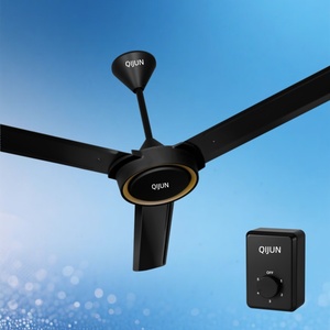 Ventilateur de plafond 56 pouces, nouveau modèle tendance avec régulateur à 5 vitesses, couleur blanc mat/noir, poids de 3,5 kg - Product Image 1
