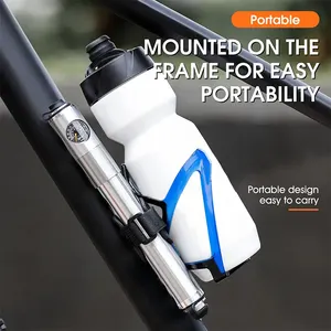 Bisiklet ve bisiklet şişirmek için basınç göstergesi aksesuarı ile taşınabilir Mini bisiklet hava pompası