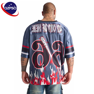 QZFSO Custom All-Over Graphic Print Shirt Satin Mesh Patchwork Oversized V-neck Streetwear Football Tee Men Biker Racing Jersey - Product Image 2