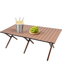 Table de camping pliante, haute résistance, en métal rustique, portable, table de pique-nique 4 places pour barbecue en plein air, plage, mobilier d'extérieur