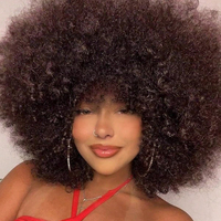 Vente en gros Cheveux Afro Crépus Bouclés Remy pour Pixie Perruque Full Frontal Brésilien Dentelle Perruque avec Dentelle Transparente pour les Femmes Noires