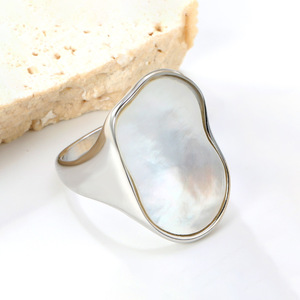 Anillo de Concha Blanca Irregular, Chapado en Oro, Diseño Geométrico, Joyería de Moda para Mujer, Regalo - Product Image 2
