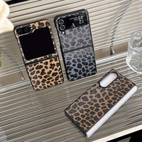 Mode imprimé léopard PU cuir PC coque rigide coque de téléphone pour Samsung Galaxy Z Flip 6 OPPO Find n3 Flip vivo x huawei pocket2