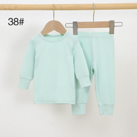 Grosir Set piyama lengan pendek bayi dari bambu, Set baju tidur bayi kerah bulat warna polos Super lembut musim panas untuk bayi