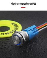 Interrupteur à bouton-poussoir momentané 16mm/19mm/22mm avec LED SPDT DPDT, étanche, en métal, avec câble flexible
