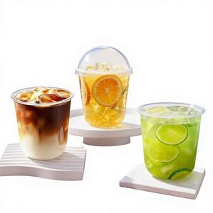 Gobelets jetables en plastique transparent en forme de U de 12 oz, 16 oz, 20 oz avec couvercles, personnalisables avec logo, qualité alimentaire, sans BPA - Product Image 1