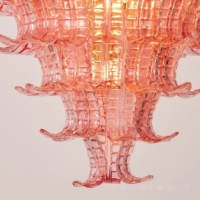 JYLIGHTING Lustre suspendu personnalisé sur mesure pour hôtel, style français de luxe, en cuivre et verre rose, pour toute la maison