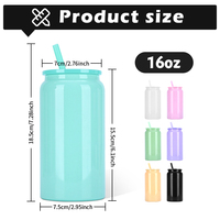 Gobelet isotherme personnalisé en acier inoxydable 304 de 480 ml, sans poignée, double paroi, coloré, style Mason Can