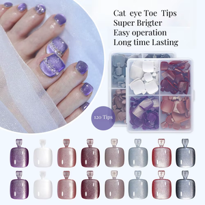 Pièce d'ongle d'orteil préfabriquée semi-finie en forme d'œil de chat Hadiyah <span class=keywords><strong>Beauty</strong></span>, en boîte, détachable, à porter - Product Image 2