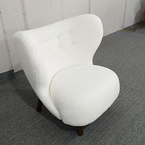 Sofá individual de tela para sala de estar, <span class=keywords><strong>sillón</strong></span> blanco moderno, patas de madera - Product Image 4