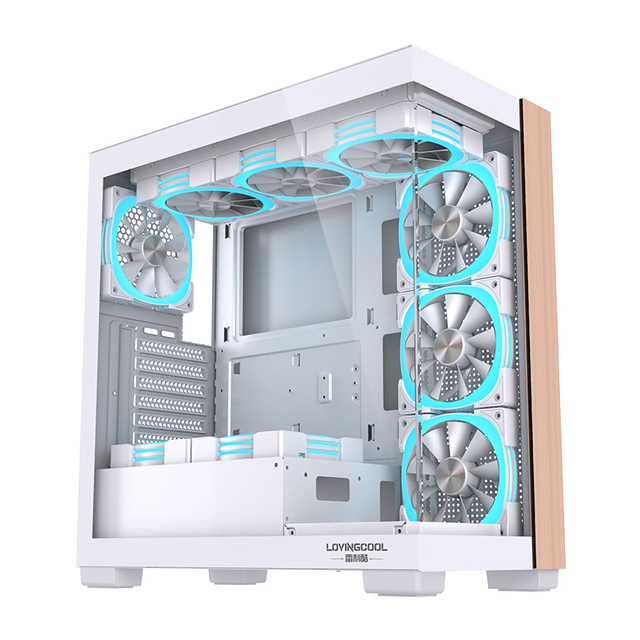 Lovingcool High Quality ATX Chassis Desktop White Tempered Glass PC Gaming Computer Case Full Towers CPU Casing Computer Cabinet