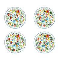 Assiettes à dîner en porcelaine mexicaine Excelsa, 30,5 cm, multicolores, lot de 4, lavables au lave-vaisselle