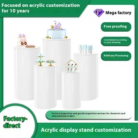 Boîte de présentation cylindrique transparente en acrylique moderne à fond creux pour mariages, festivals, support de présentation blanc porcelaine de style moderne