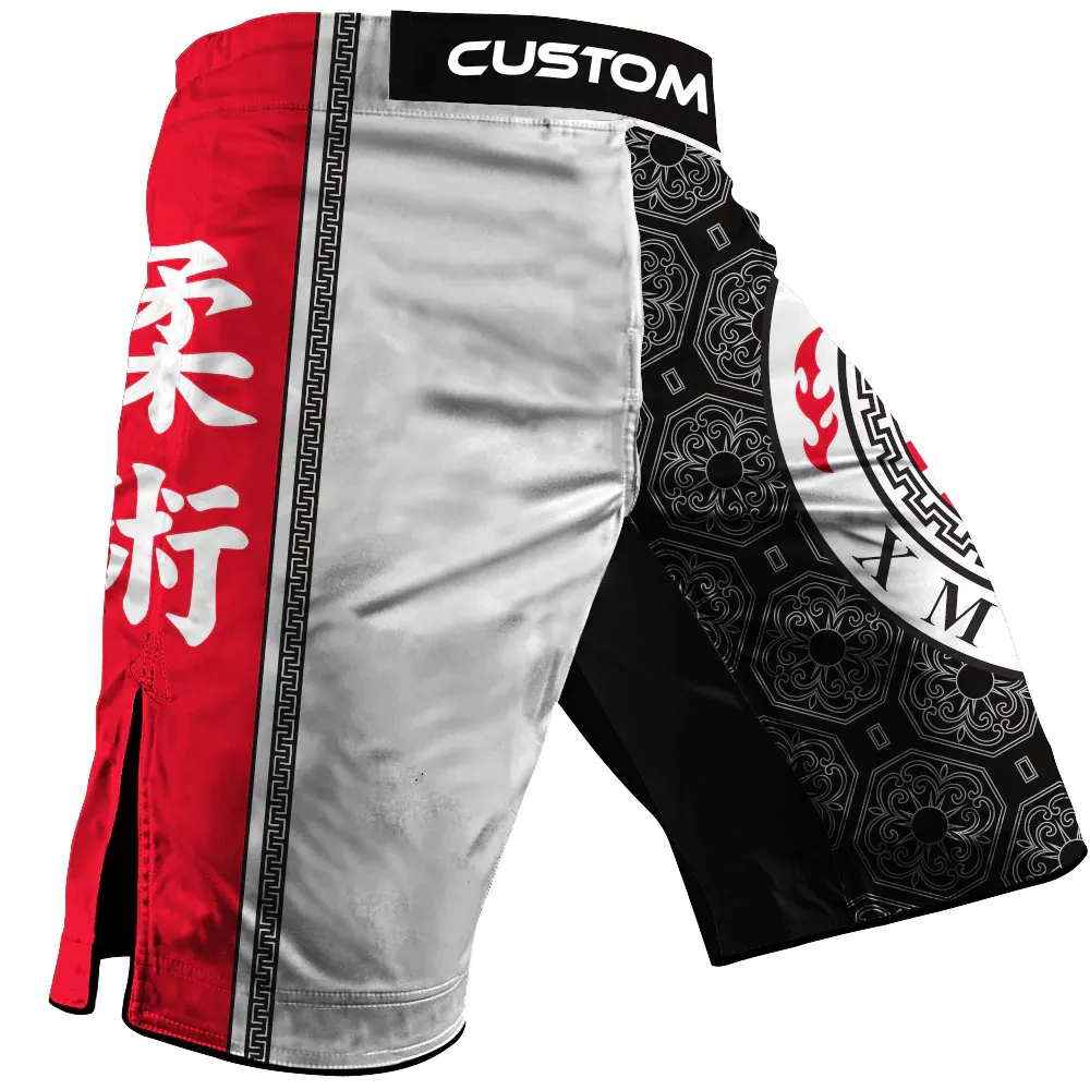 Custom Wholesale Design Your Own With Slits China 100% Polyester Fabric For Men Sublimation Printed UFC MMA Fighting Shorts