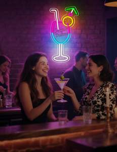 Cócteles y <span class=keywords><strong>sueños</strong></span> Decoración de pared en decoración de bar. Fiesta regulable. Bar de cócteles. <span class=keywords><strong>Pub</strong></span>. Club nocturno. Decoración de la cueva del hombre Letreros de neón LED - Product Image 5