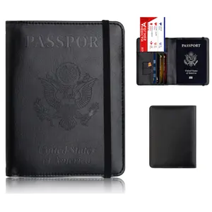自定义标志松紧带旅行钱包护照持有人盖 RFID 保护
