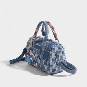 2024 automne nouveau contraste de couleur dessin animé point denim sac trou couture bandoulière sac à main oreiller sac - Product Image 3