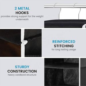 5 Shelf Foldable Hanging Closet Organizer with Hooks Space Saver for Clothing & Bedding Breathable Shelves & 6 Side Pockets - Product Image 6