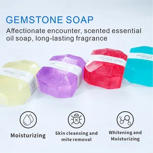 Sabonete Gemstone 3,52 oz/100g Sabonete artesanal da natureza clareamento Remoção de ácaros Hidratante Cor do logotipo personalizável, fragrância