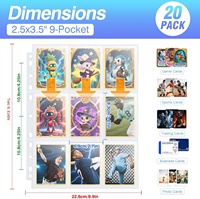 Fundas de plástico transparente S&L Pockets de doble cara con 9 bolsillos y 3 anillas para tarjetas coleccionables, tarjetas de visita, tarjetas de juego y fotos