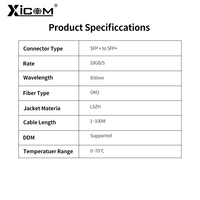 Câble AOC Xicom 10G OM2 SR SFP+ vers SFP+ 7M/10M/20M Fibre Optique pour Switches MikroTik/Ubiquiti X520-DA1/DA2